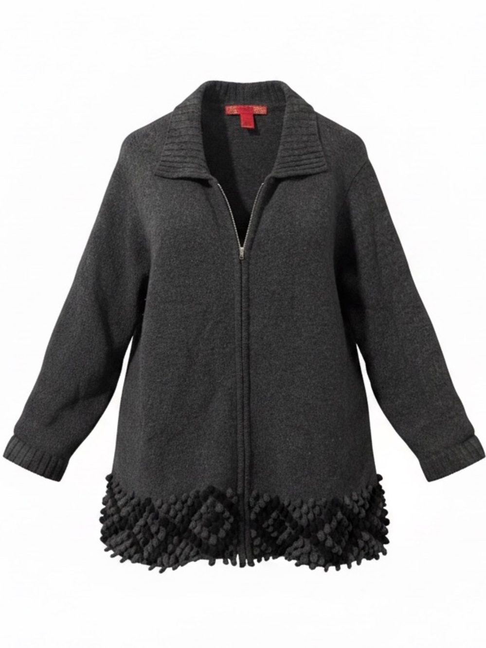 Skyr Woman 100% Lambswool Full Zip Cardigan Sweater Grey 3X Australia